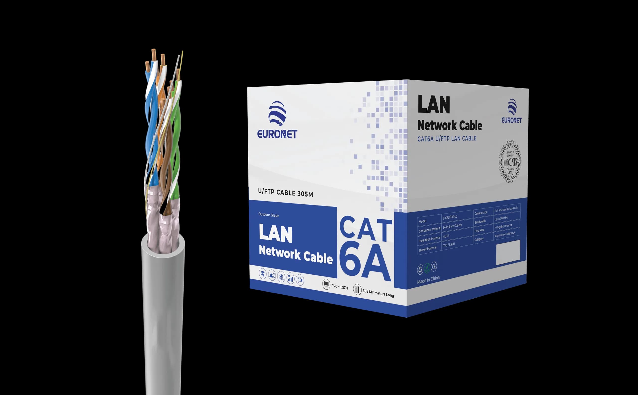 Euronet كابل CAT6 A U/FTP 305M
