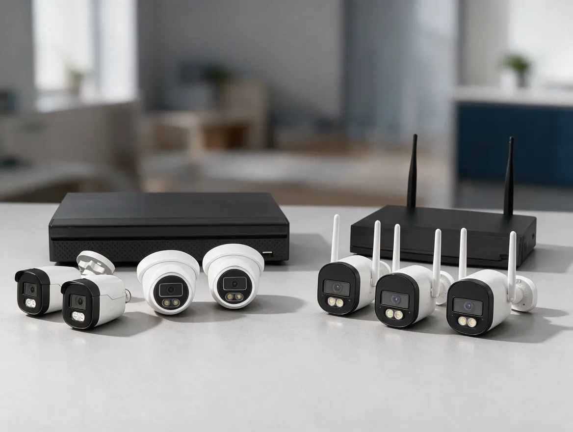 طقم CCTV بأربع كاميرات ومسجل فيديو شبكي